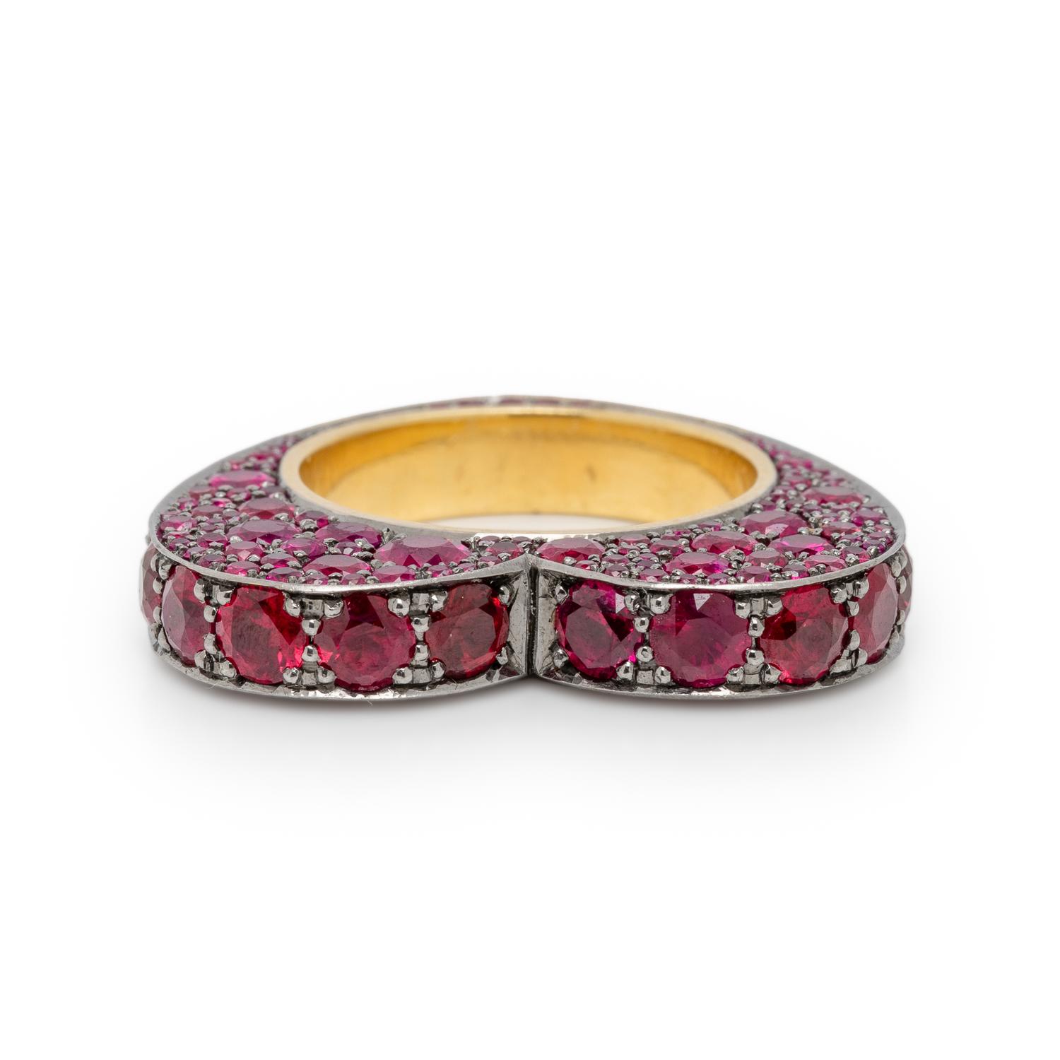 JESSICA MCCORMACK, RUBY AND BICOLOR GOLD HEART RING