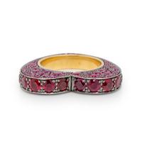 JESSICA MCCORMACK, RUBY AND BICOLOR GOLD HEART RING