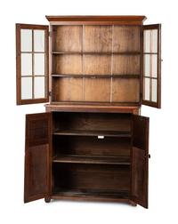 A Paint Decorated Cherry Step-Back Cupboard