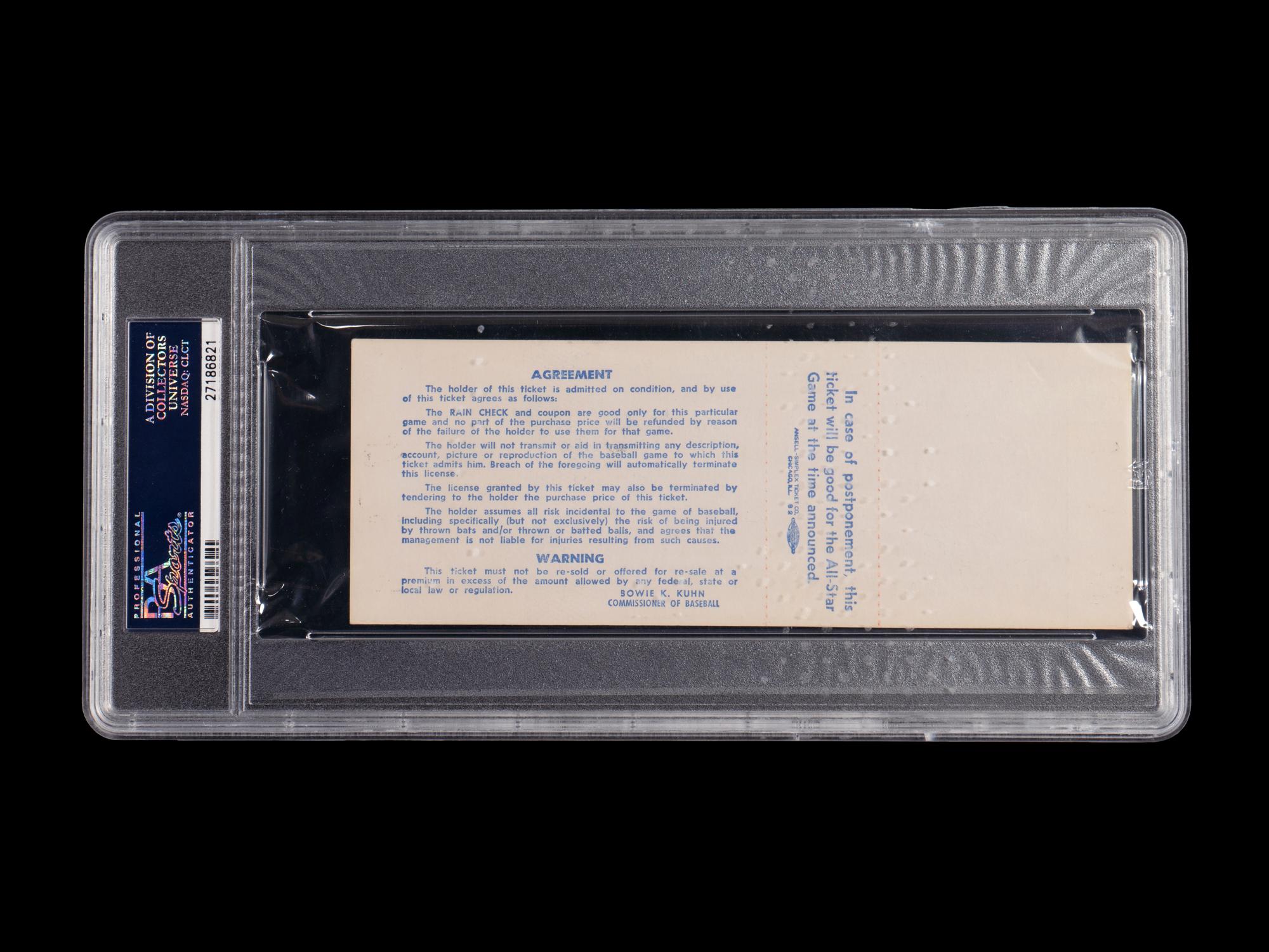 A 1971 Major League Baseball All-Star Game Ticket (PSA 5 EX),