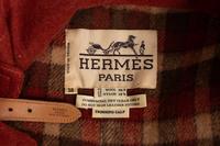 Hermès Wool Car Coat with Leather Trim, 1970s