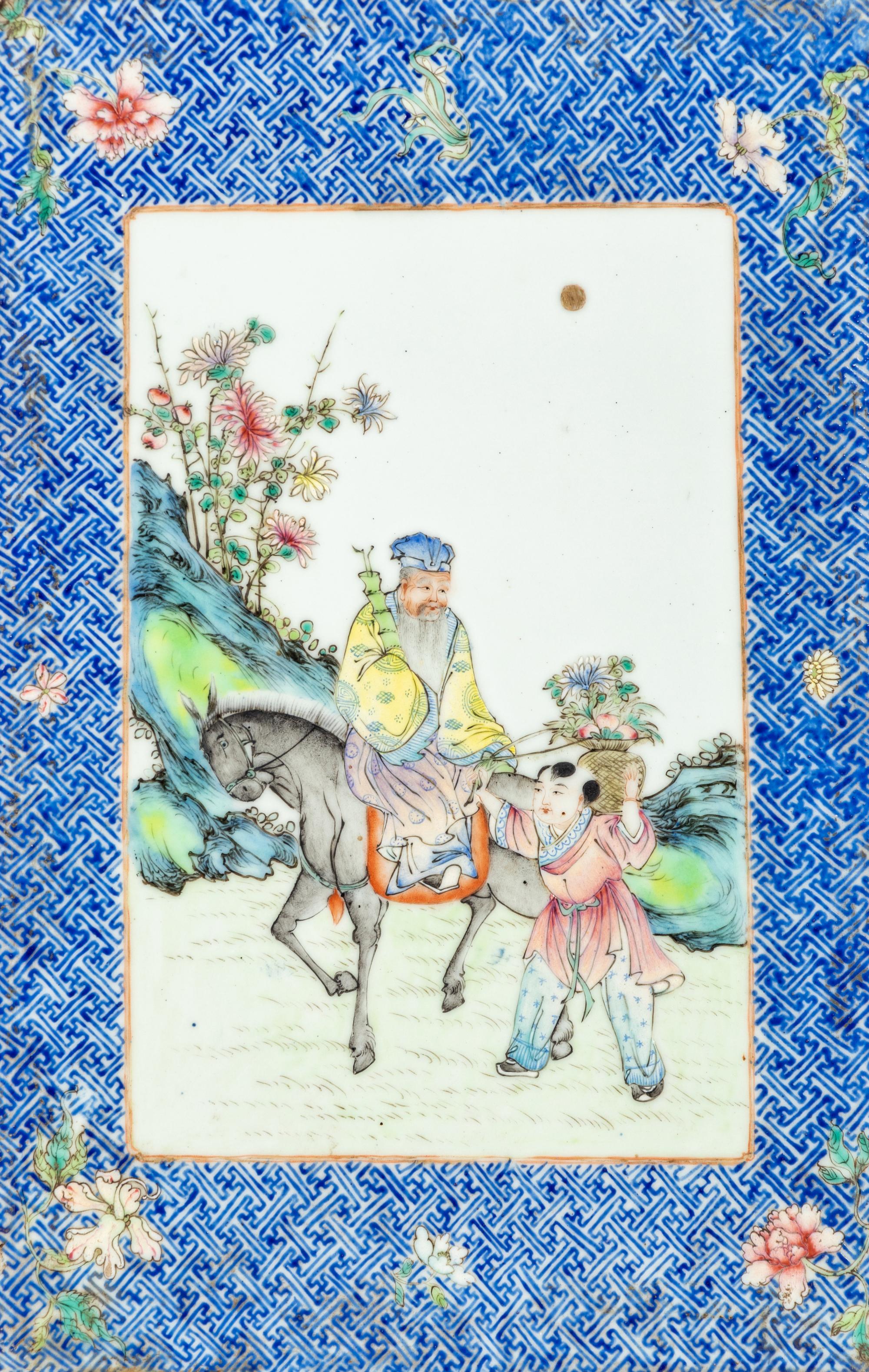 A Pair of Chinese Famille Rose Porcelain Plaque Inset Hanging Screens