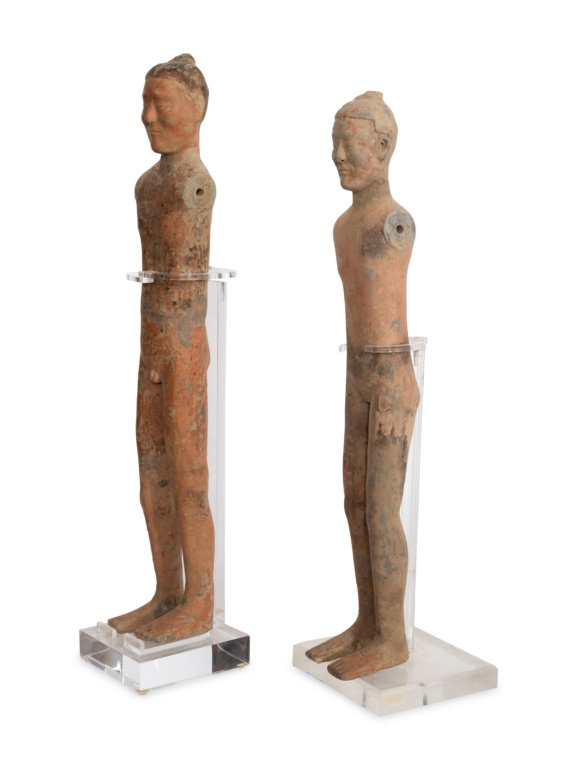 Two Chinese Painted Pottery "Stick Figures"