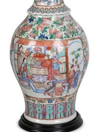 A Rose Medallion Porcelain Vase Mounted as a Lamp Circa 1850