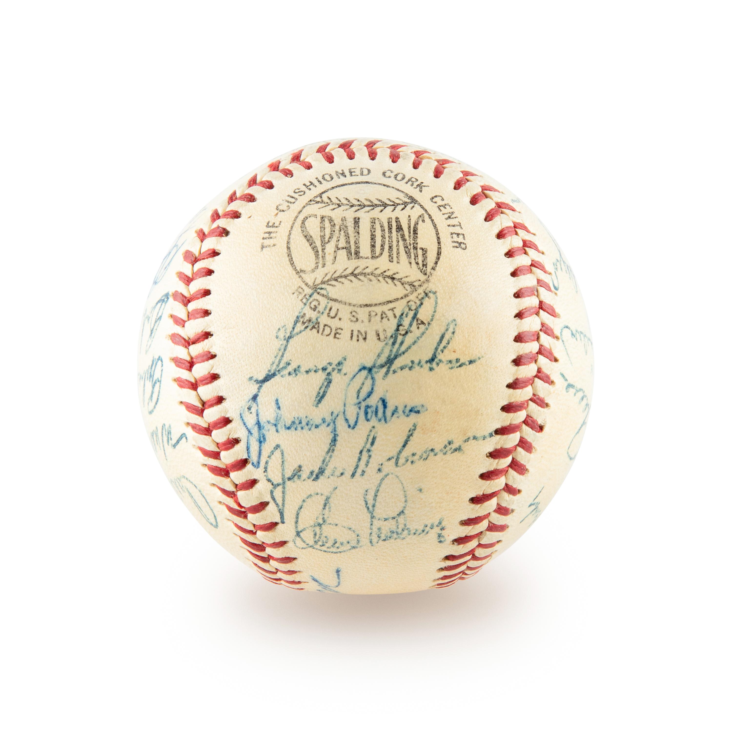 A 1954 Brooklyn Dodgers Team Signed Autograph Baseball Including Jackie Robinson and Roy Campanella (Beckett Authentication Services)