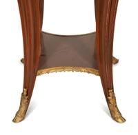 A Pair of Louis XVI Style Gilt Metal Mounted Walnut Gueridons
