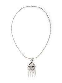 DIAMOND, BLACK ONYX, AND WHITE GOLD PENDANT NECKLACE
