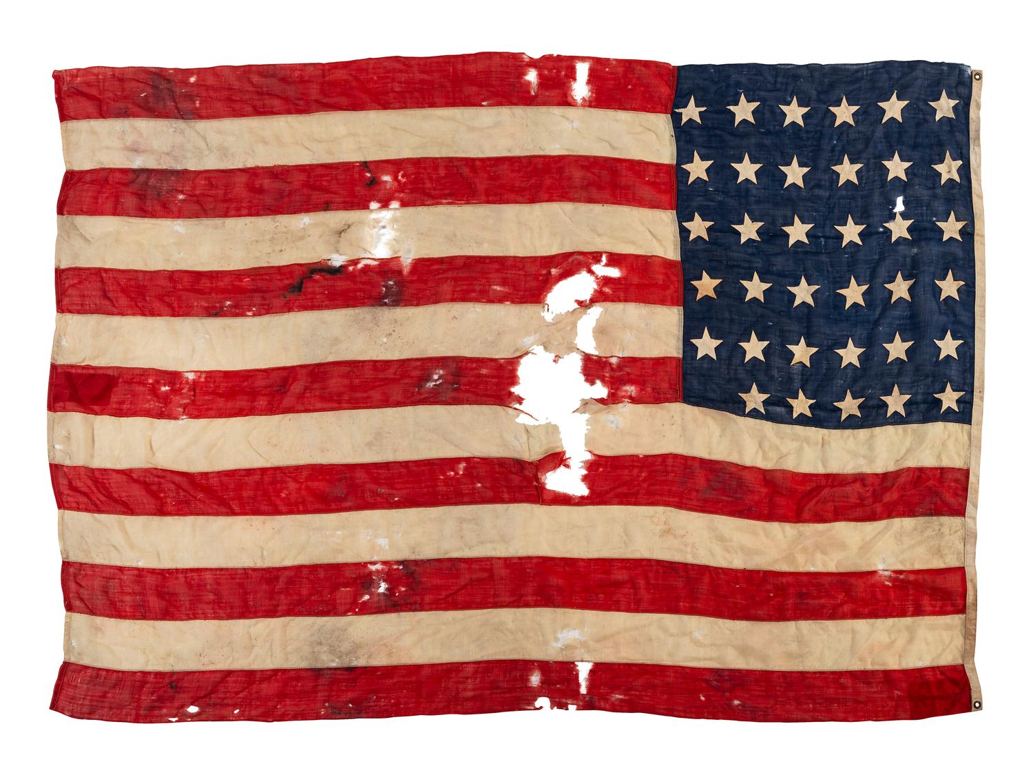 [CIVIL WAR]. 35-star American flag. [ With: ] Partial flags and fragments of flags from the period.