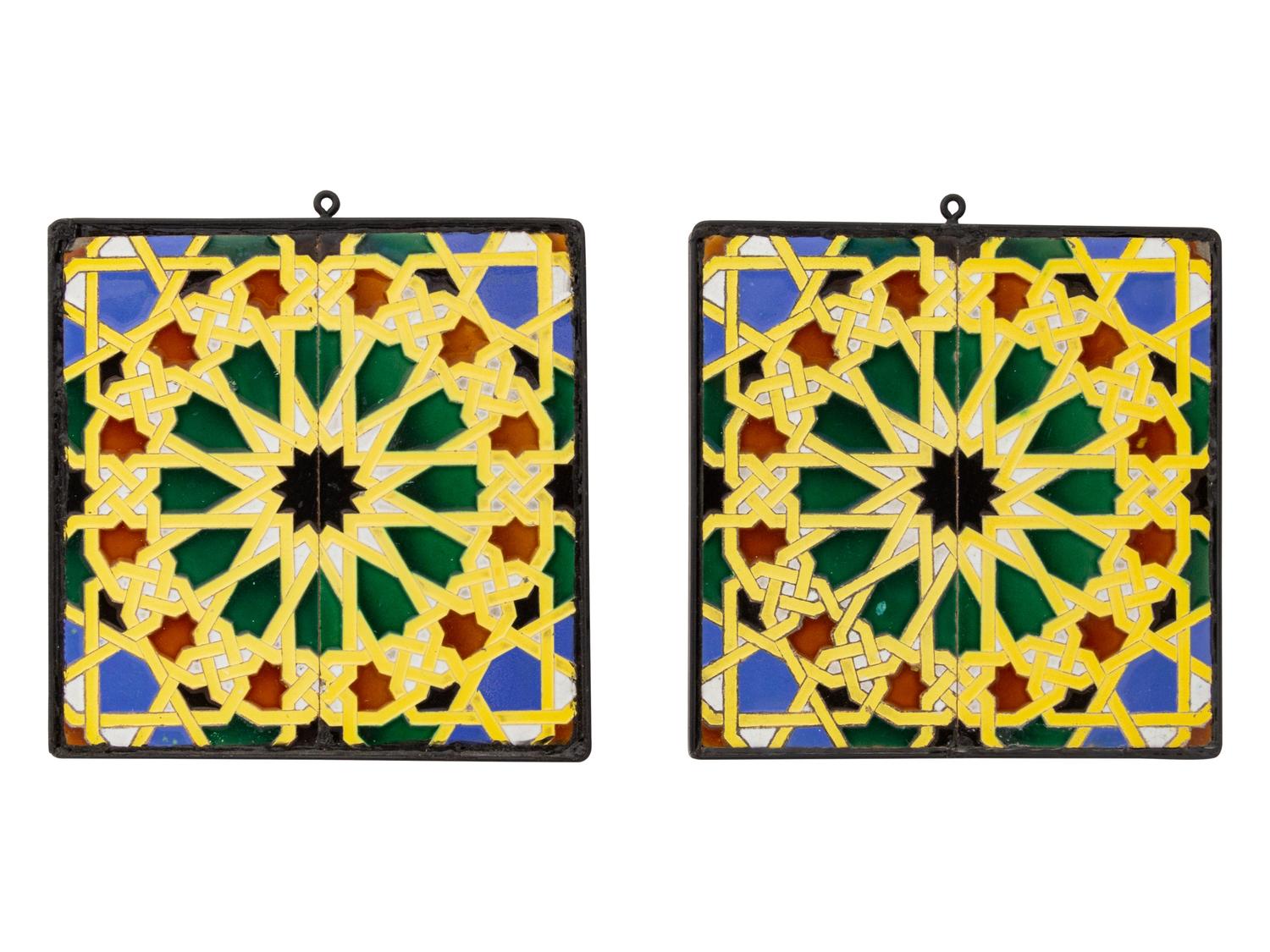 A Pair of Spanish Pottery Tiles