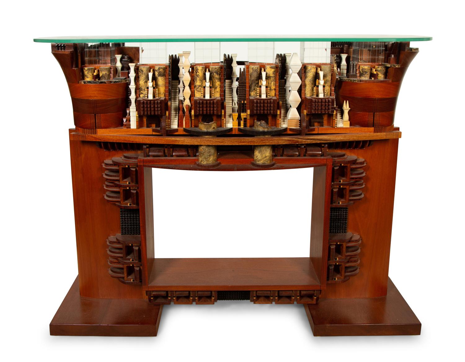 Console Table with Glass Cubes by Latchezar Boyadjiev