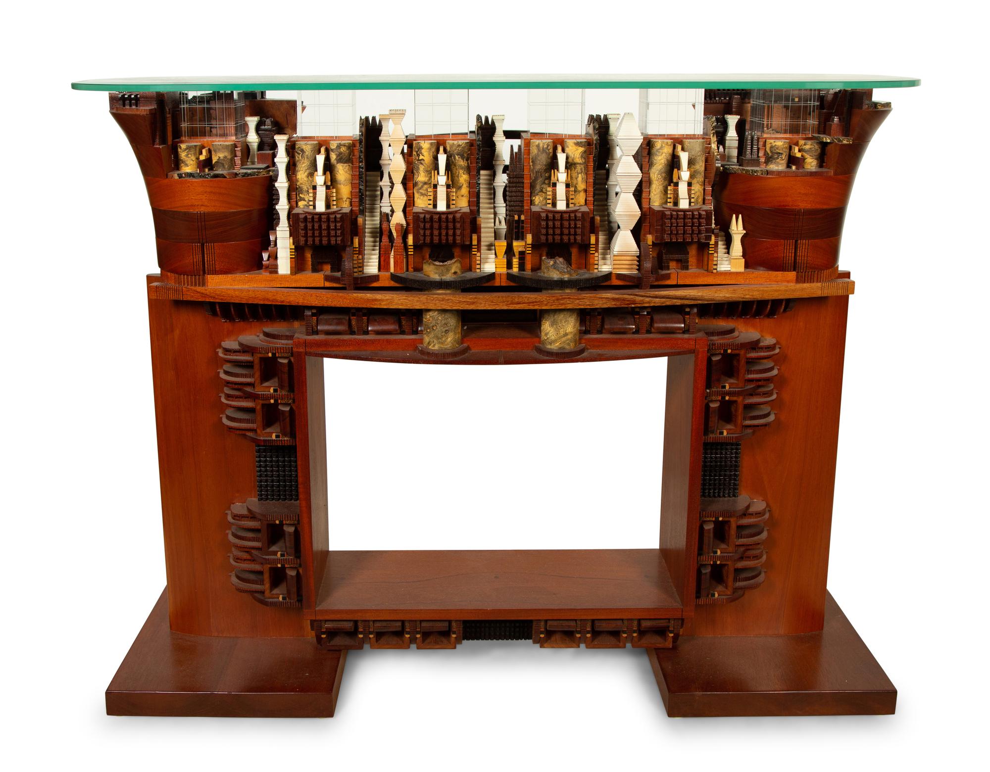 Console Table with Glass Cubes by Latchezar Boyadjiev