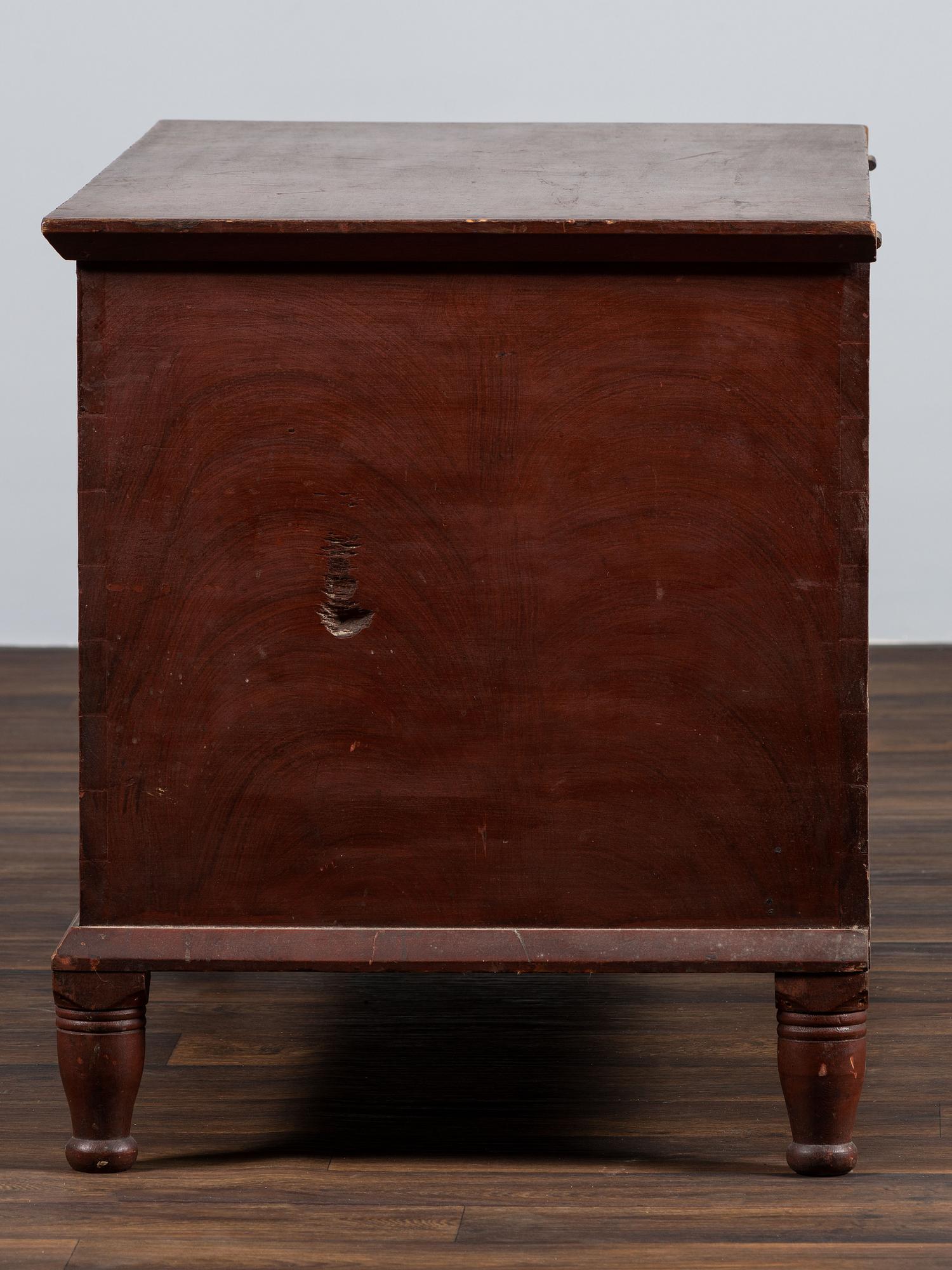 A Country Red and Grain Painted Poplar Blanket Chest