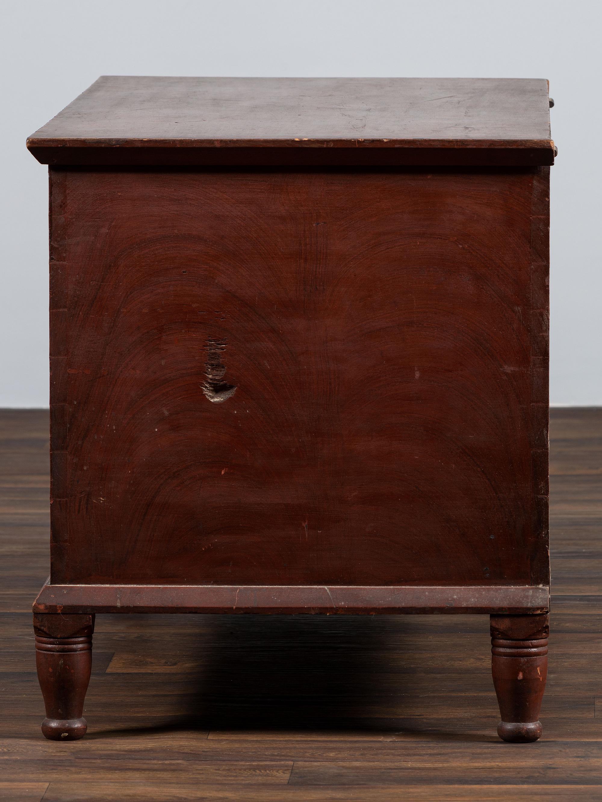 A Country Red and Grain Painted Poplar Blanket Chest