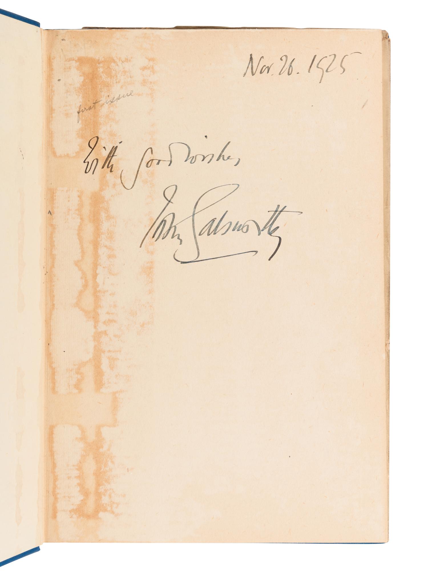 [LITERATURE -- ENGLISH]. A group of 8 works by John Galsworthy and D.H. Lawrence, comprising: