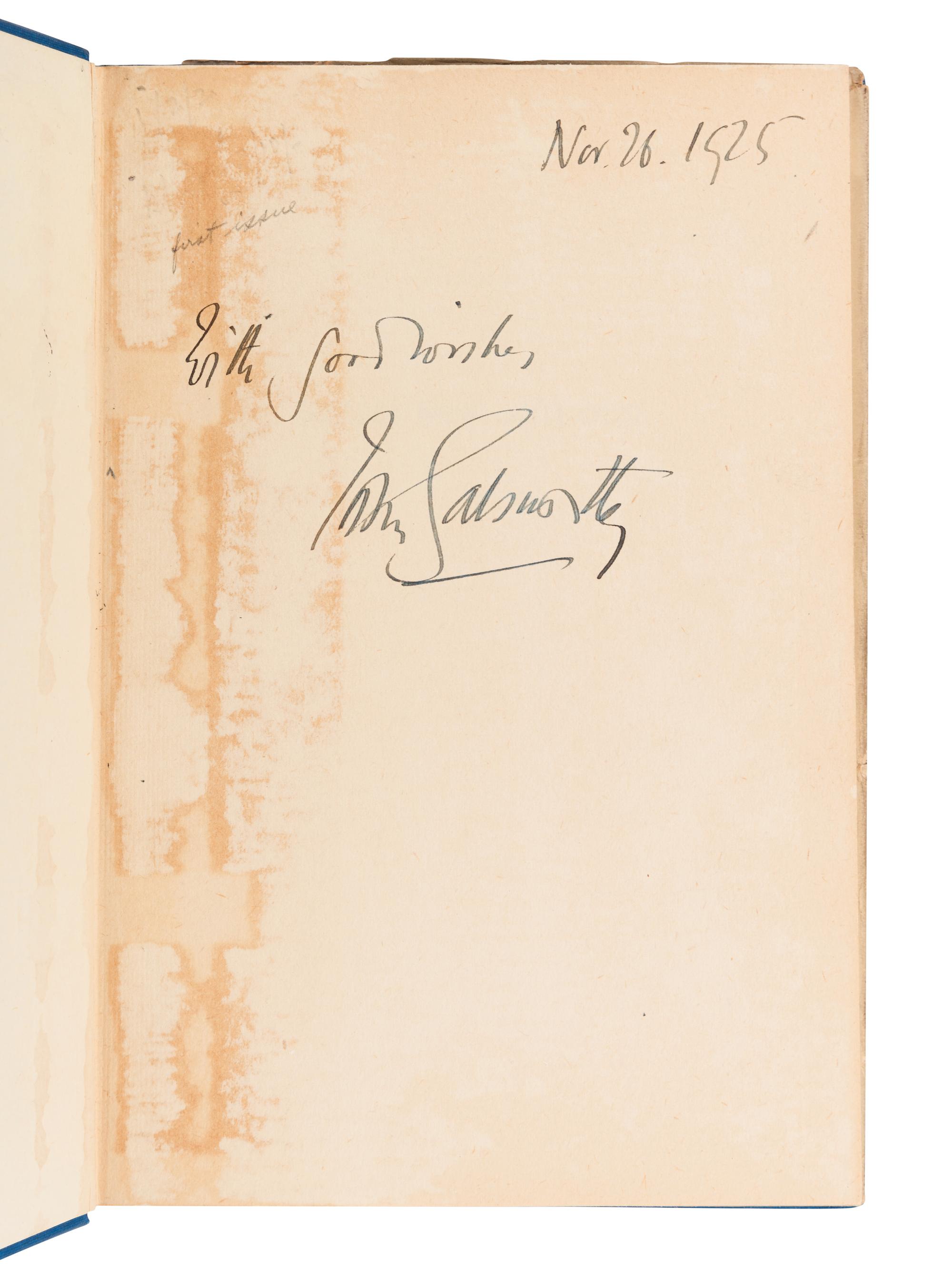 [LITERATURE -- ENGLISH]. A group of 8 works by John Galsworthy and D.H. Lawrence, comprising: