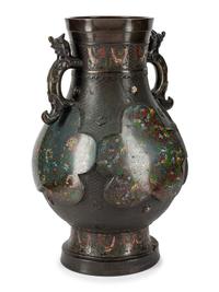 A Chinese Cloisonne Enamel Two-Handled Urn