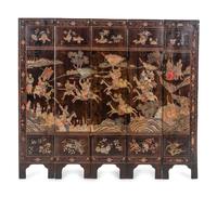 A Coromandel Lacquer Five-Panel Screen