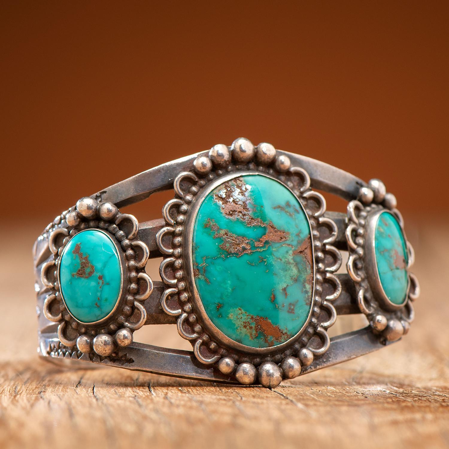 Navajo Silver and Turquoise Cuff Bracelet