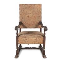 A Henri II Style Carved Walnut Armchair