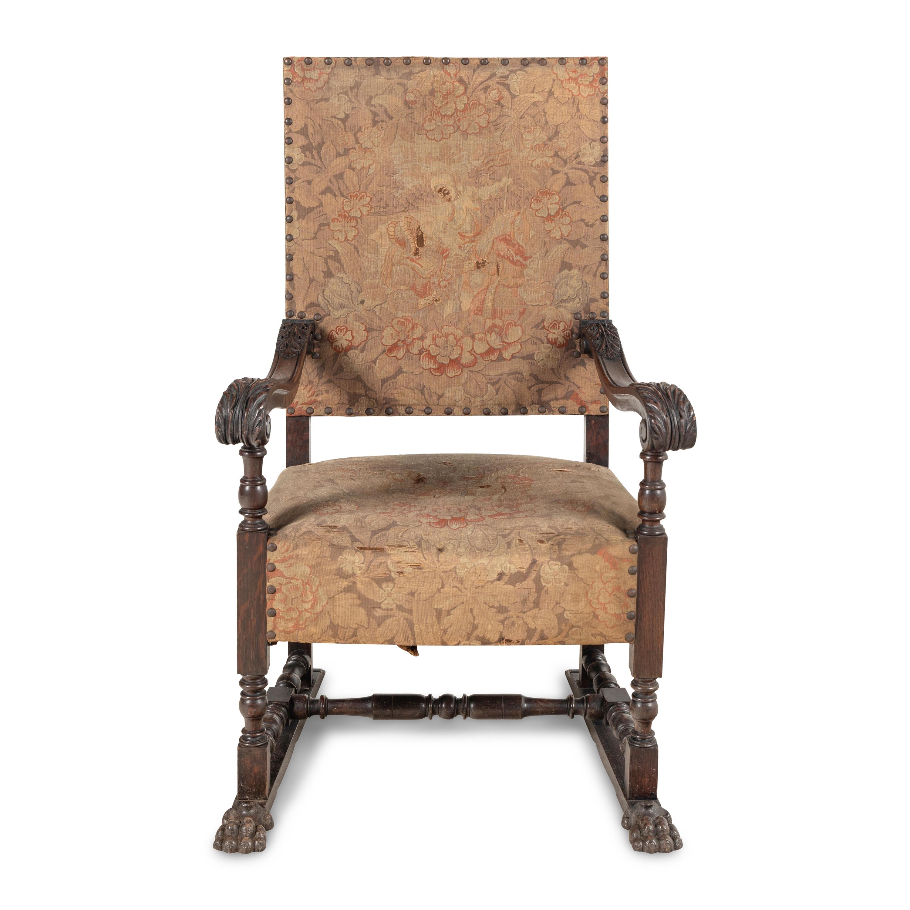 A Henri II Style Carved Walnut Armchair