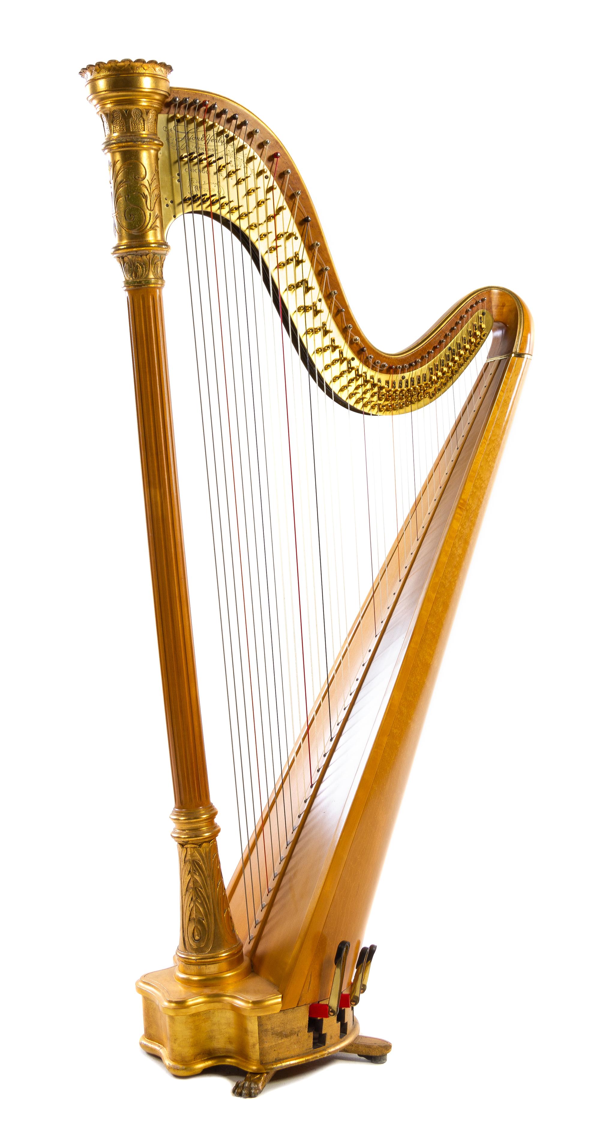 A Lyon & Healy Giltwood Style Twelve Harp Height 63 inches. — CIRCA 1920s