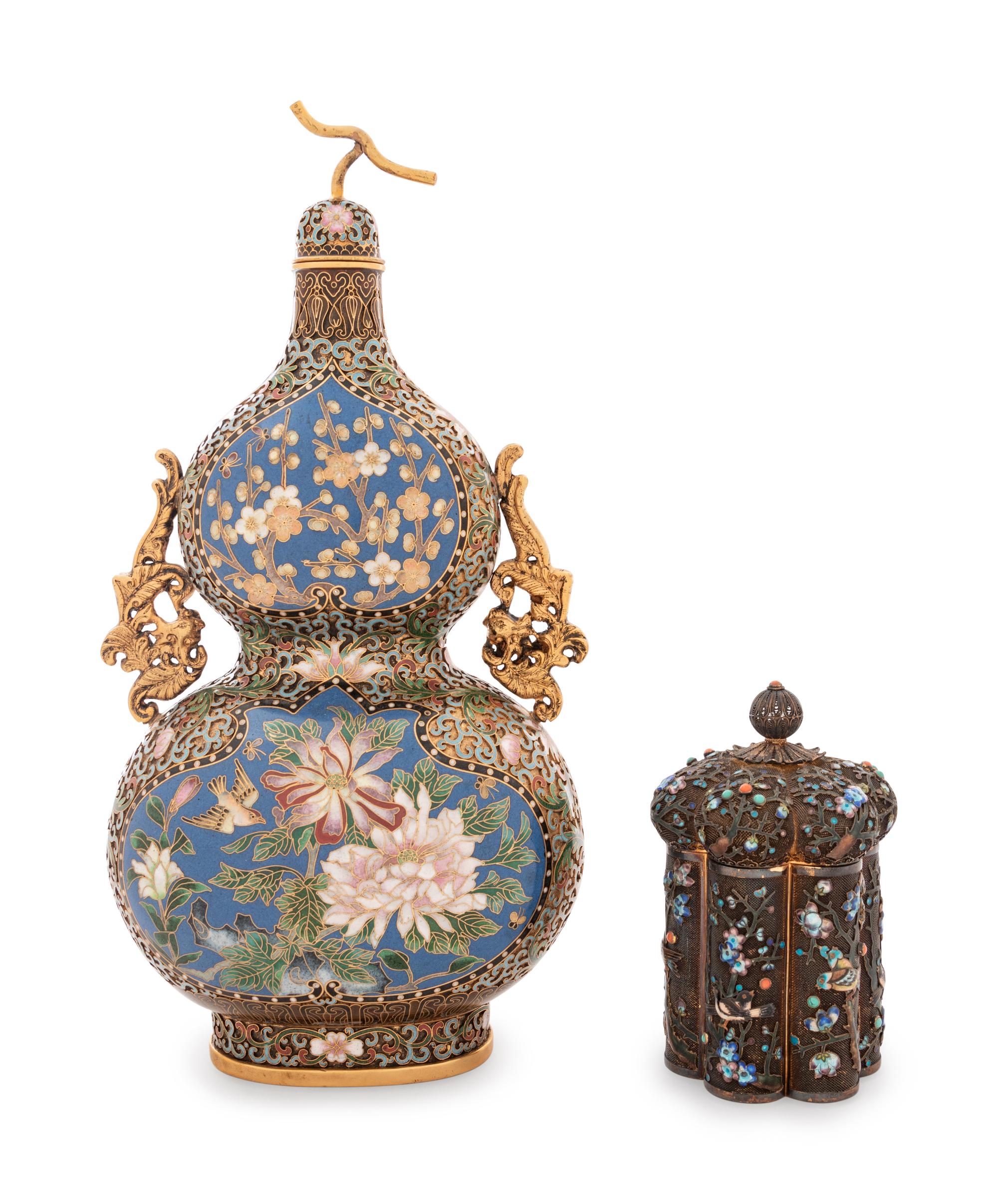 Two Chinese Cloisonné Enameled Articles