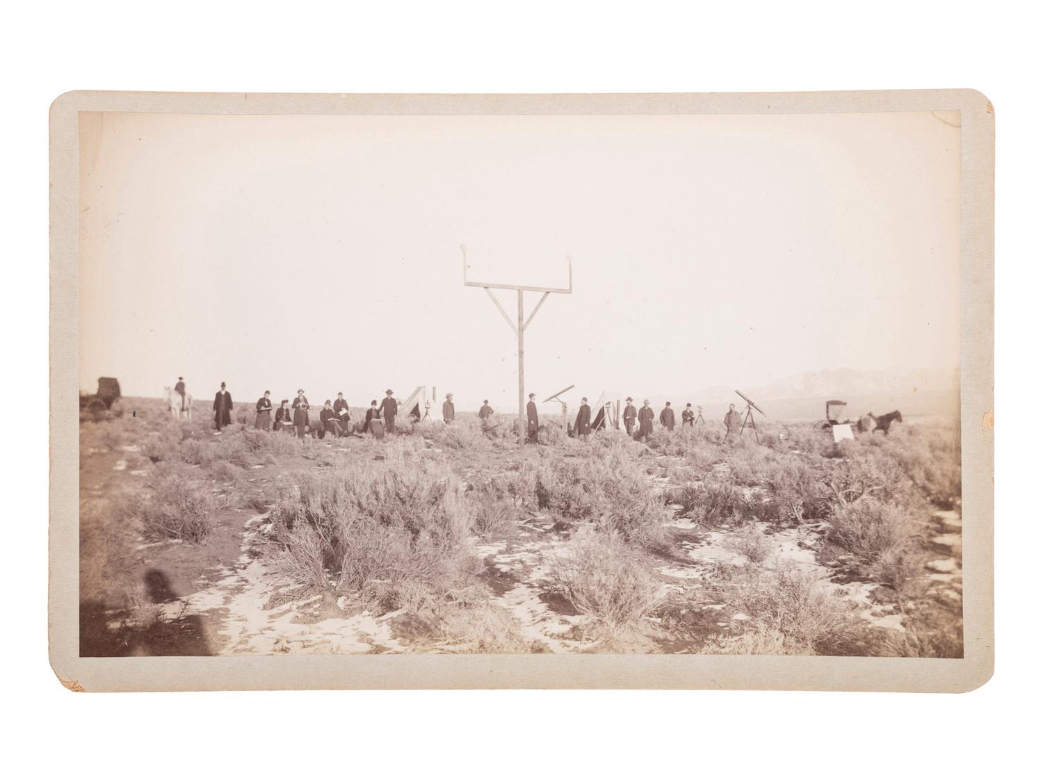 [EARLY PHOTOGRAPHY]. Boudoir photograph of an astronomical party, likely documenting the 1882 transit of Venus.