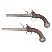 Pair of Queen Anne Flintlock Pistols by Freeman in Reconfigured Modern Case