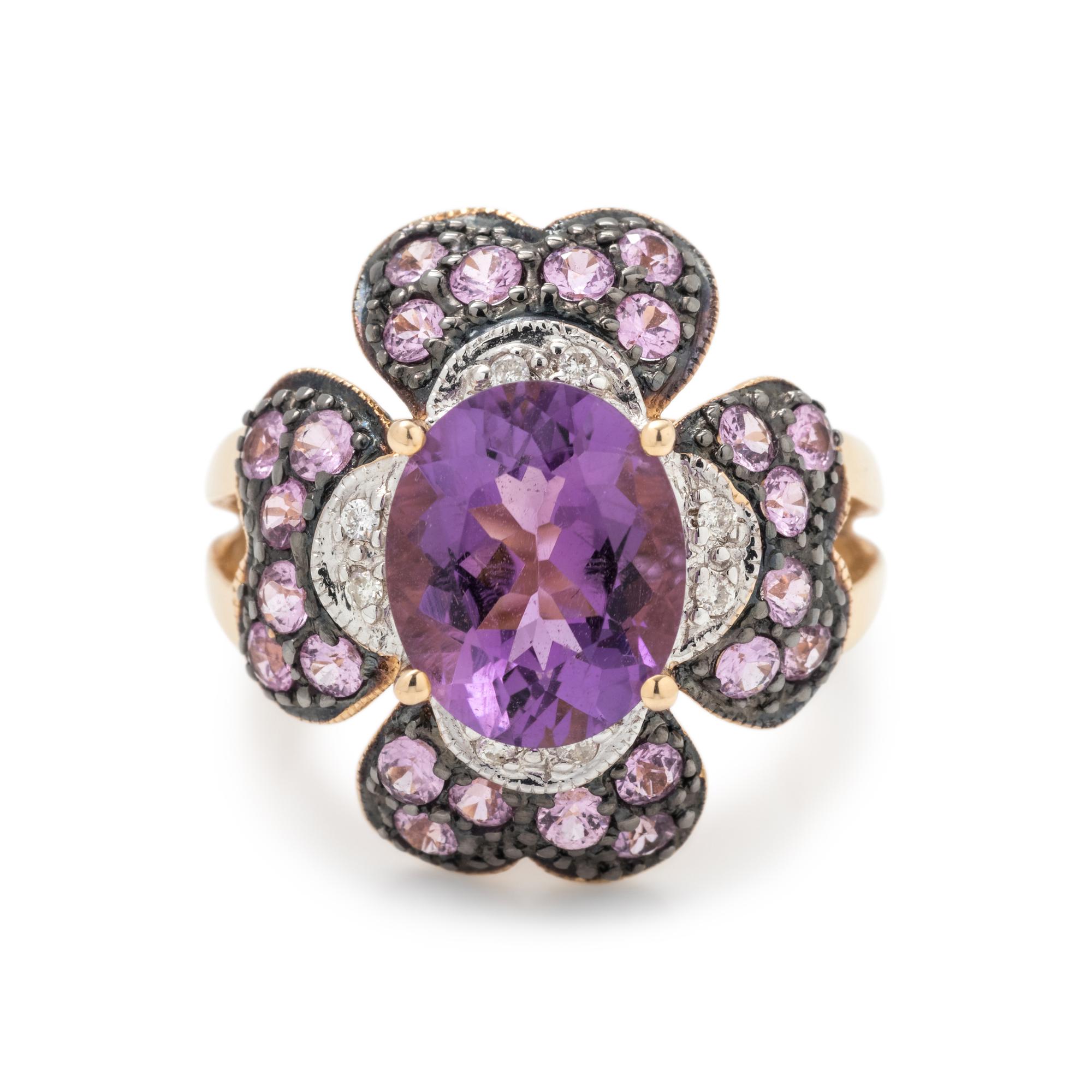 AMETHYST, PINK SAPPHIRE AND DIAMOND RING