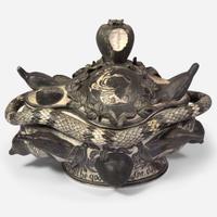 David Regan (American, b. 1964) "Adam & Eve" Sgraffito Decorated Tureen, USA, 1992