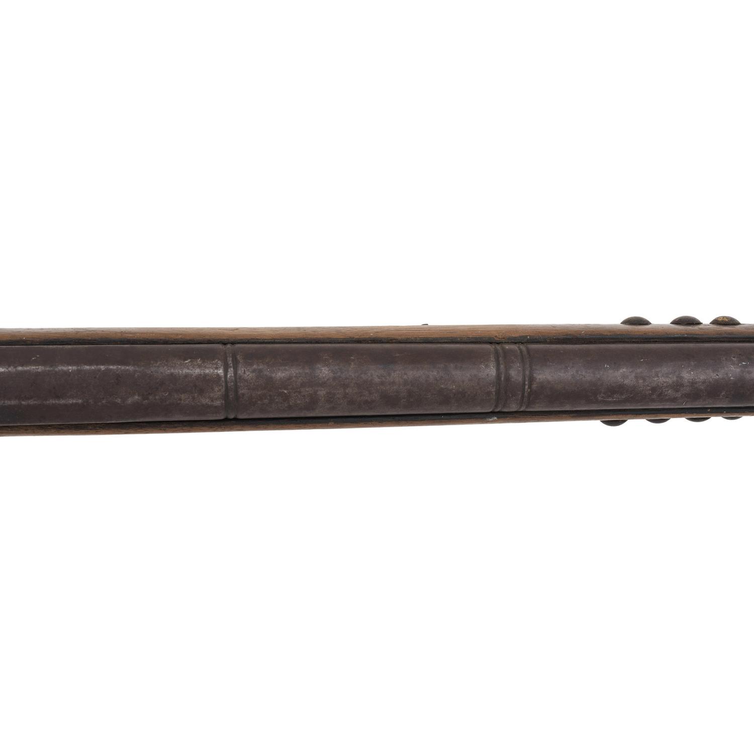Native American Tacked & Decorated Percussion Trade Gun by Hollis & Sons