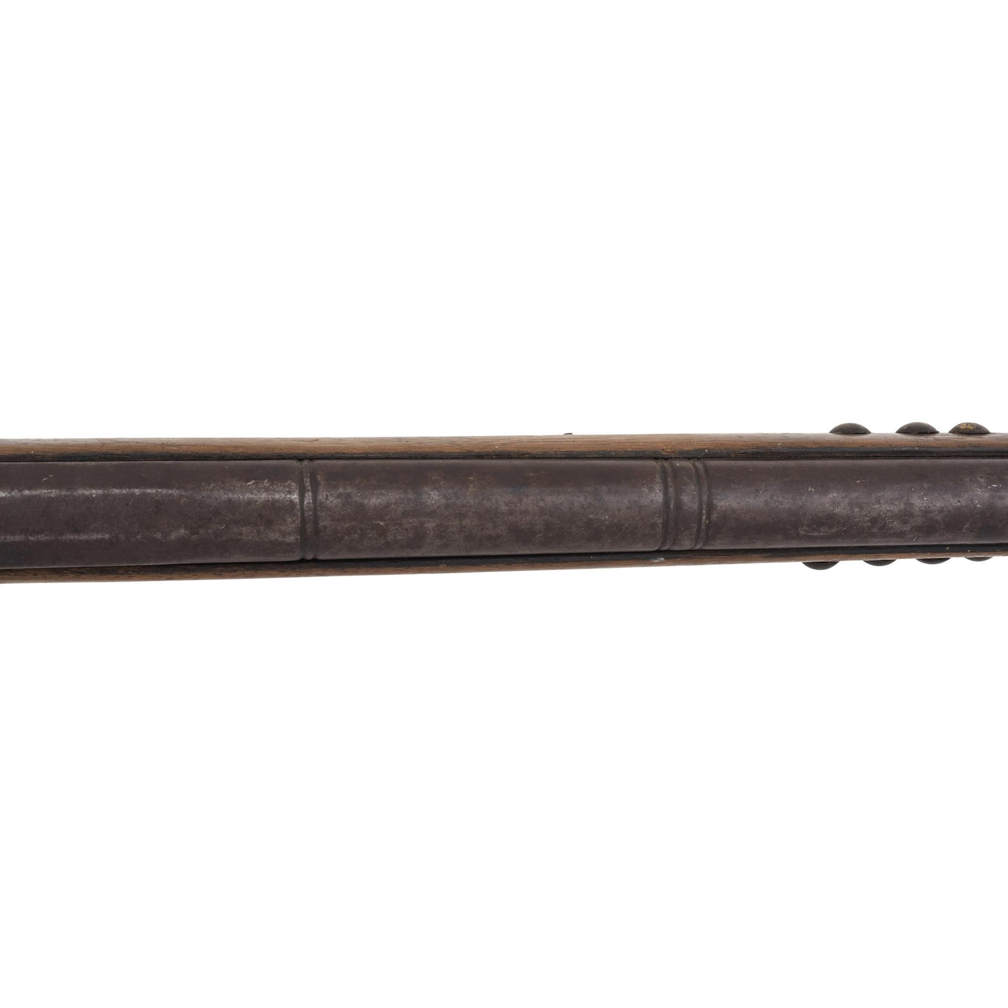 Native American Tacked & Decorated Percussion Trade Gun by Hollis & Sons