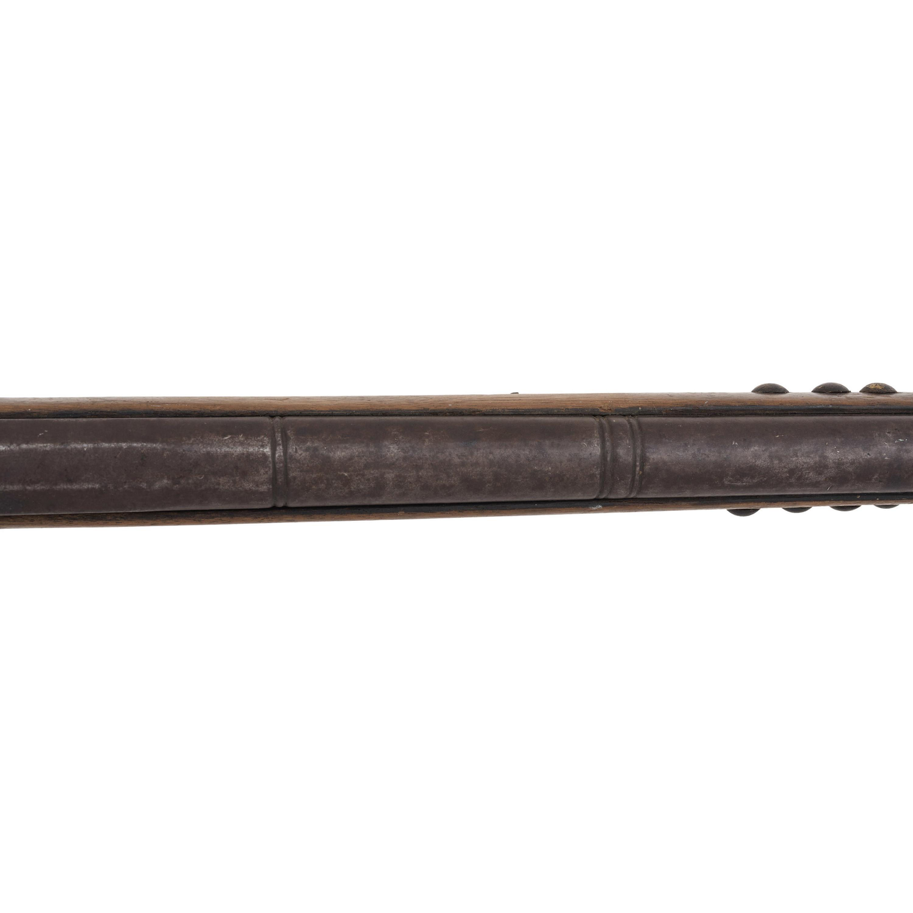 Native American Tacked & Decorated Percussion Trade Gun by Hollis & Sons