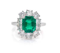 A Platinum, Emerald and Diamond Ring, Van Cleef & Arpels, Circa 1960, 3.50 dwts.