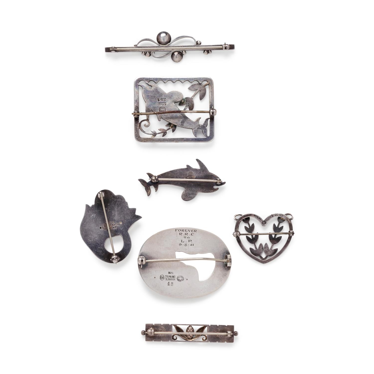 GEORG JENSEN, COLLECTION OF STERLING SILVER BROOCHES