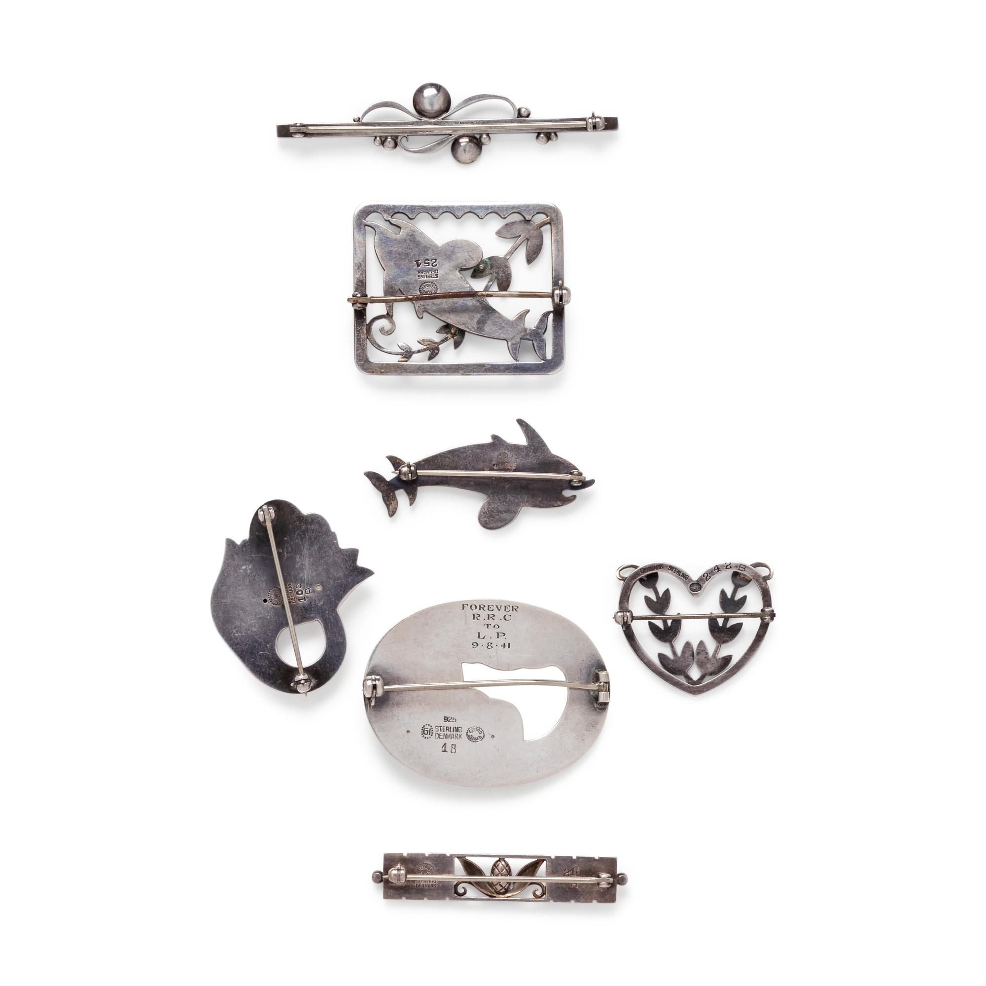 GEORG JENSEN, COLLECTION OF STERLING SILVER BROOCHES