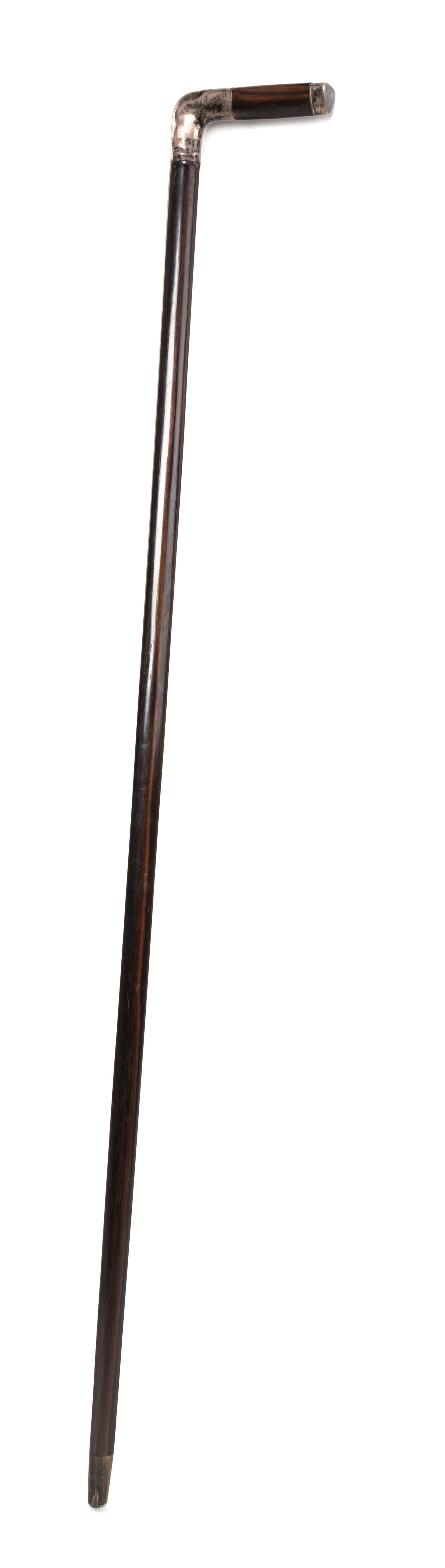 An American Sterling Silver and Rosewood Cane, Length of handle 4 1/2 x length overall 35 1/2 inches.