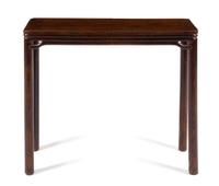 A Chinese Hardwood Corner-Leg Table, Tiaozhuo Height 31 1/2 x width 36 3/4 x depth 25 inches. — 18TH/19TH CENTURY