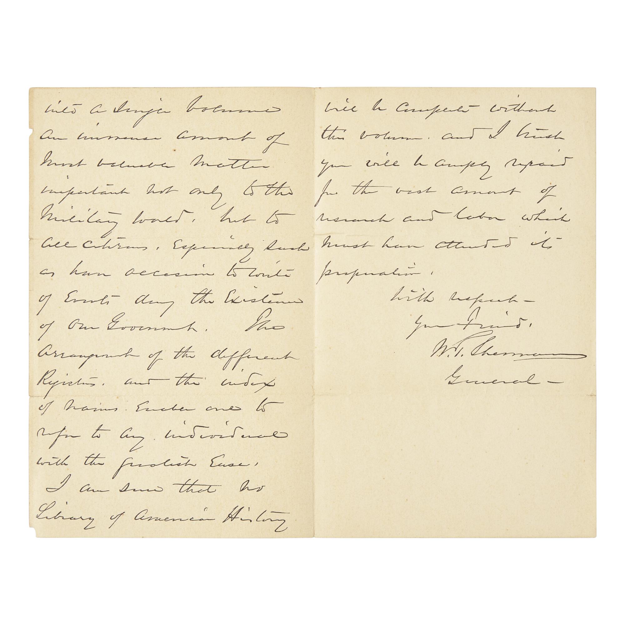 [Civil War] Sherman, William T. Autograph Letter, Signed