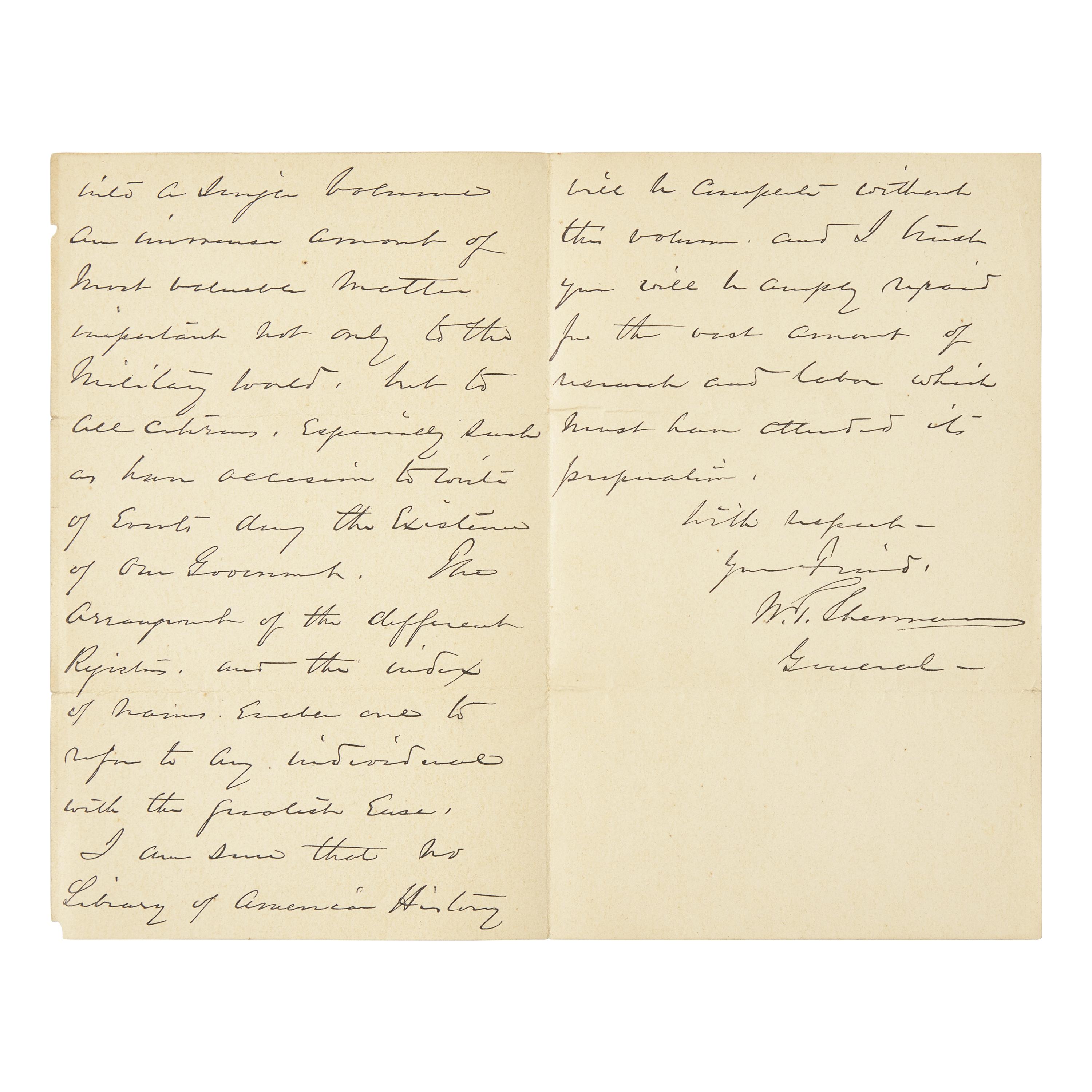 [Civil War] Sherman, William T. Autograph Letter, Signed