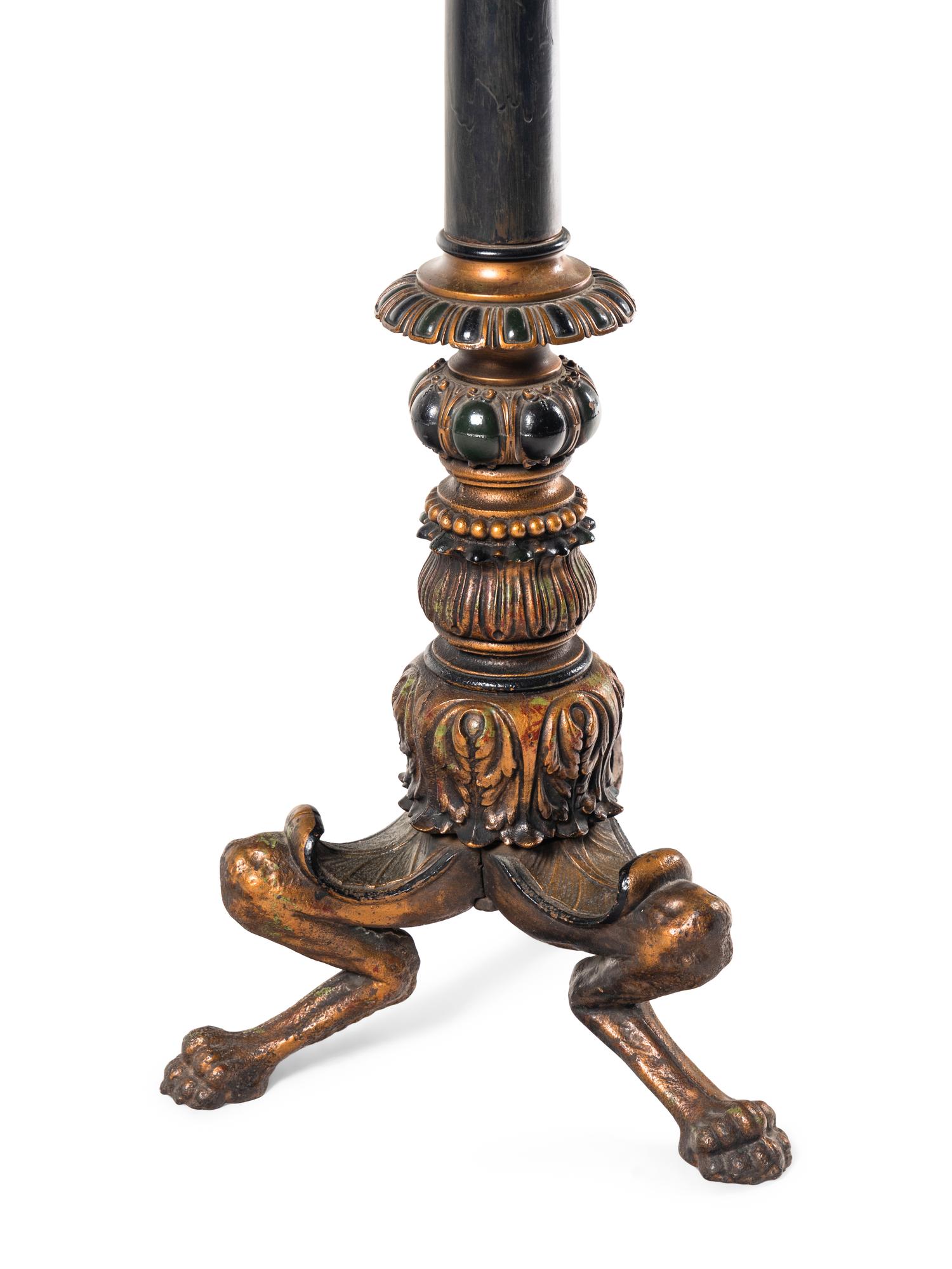 A Painted Iron and Marble Pedestal Table