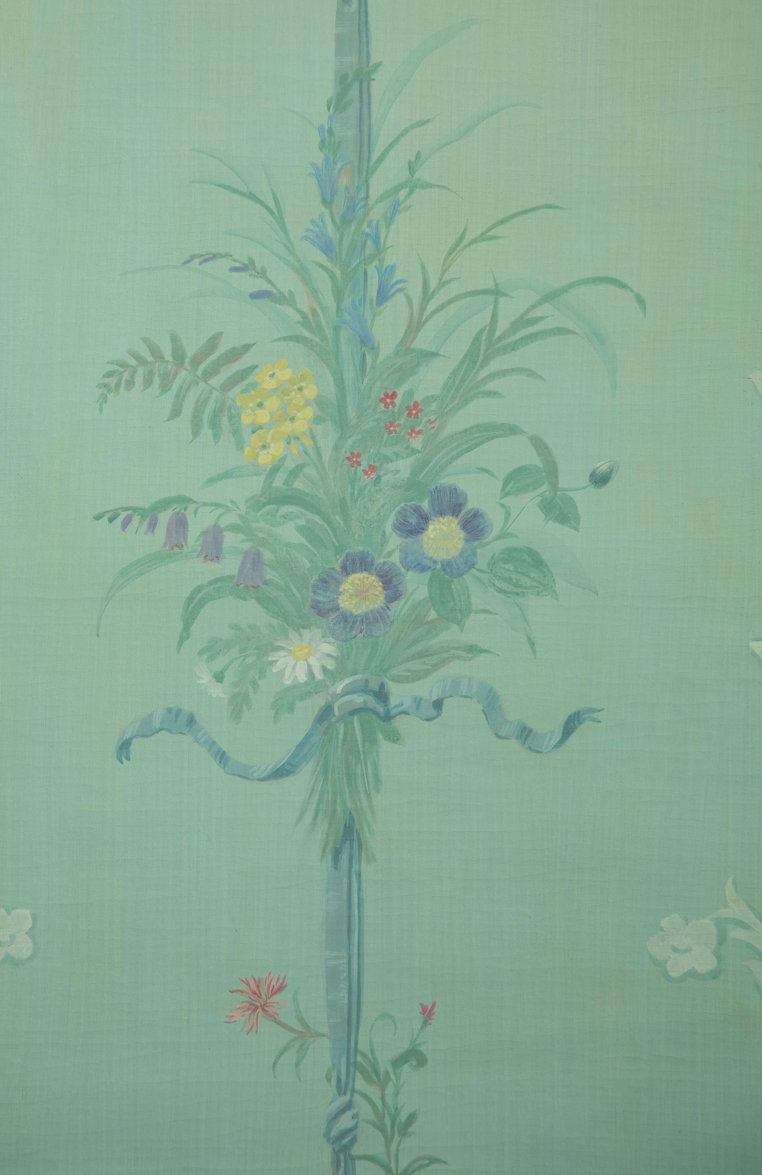 A Group of Eleven Hand Painted Wall Paper Panels Mounted on Canvas by Robert Jackson, muralist for Mario Buatta. — 20th Century