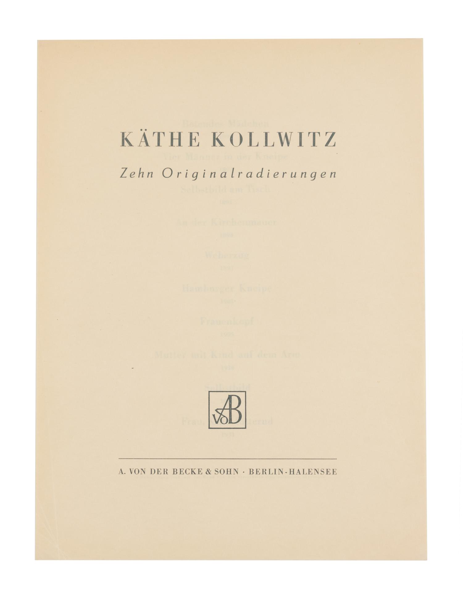 Zehn Original radierungen (complete portfolio of 10 in original pasteboard portfolio), 1892-1931