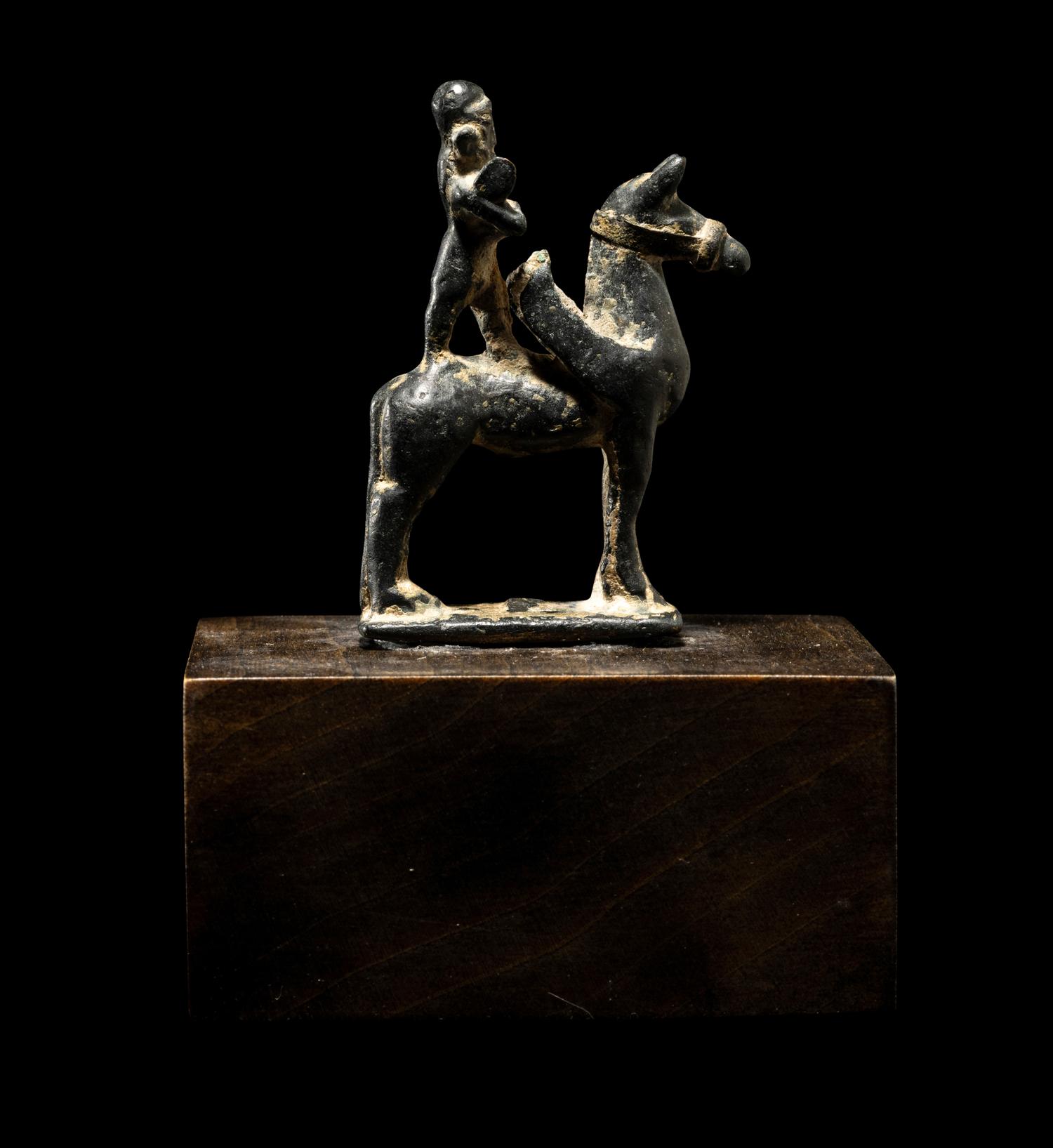 A Near Eastern Bronze Winged Horse and Rider