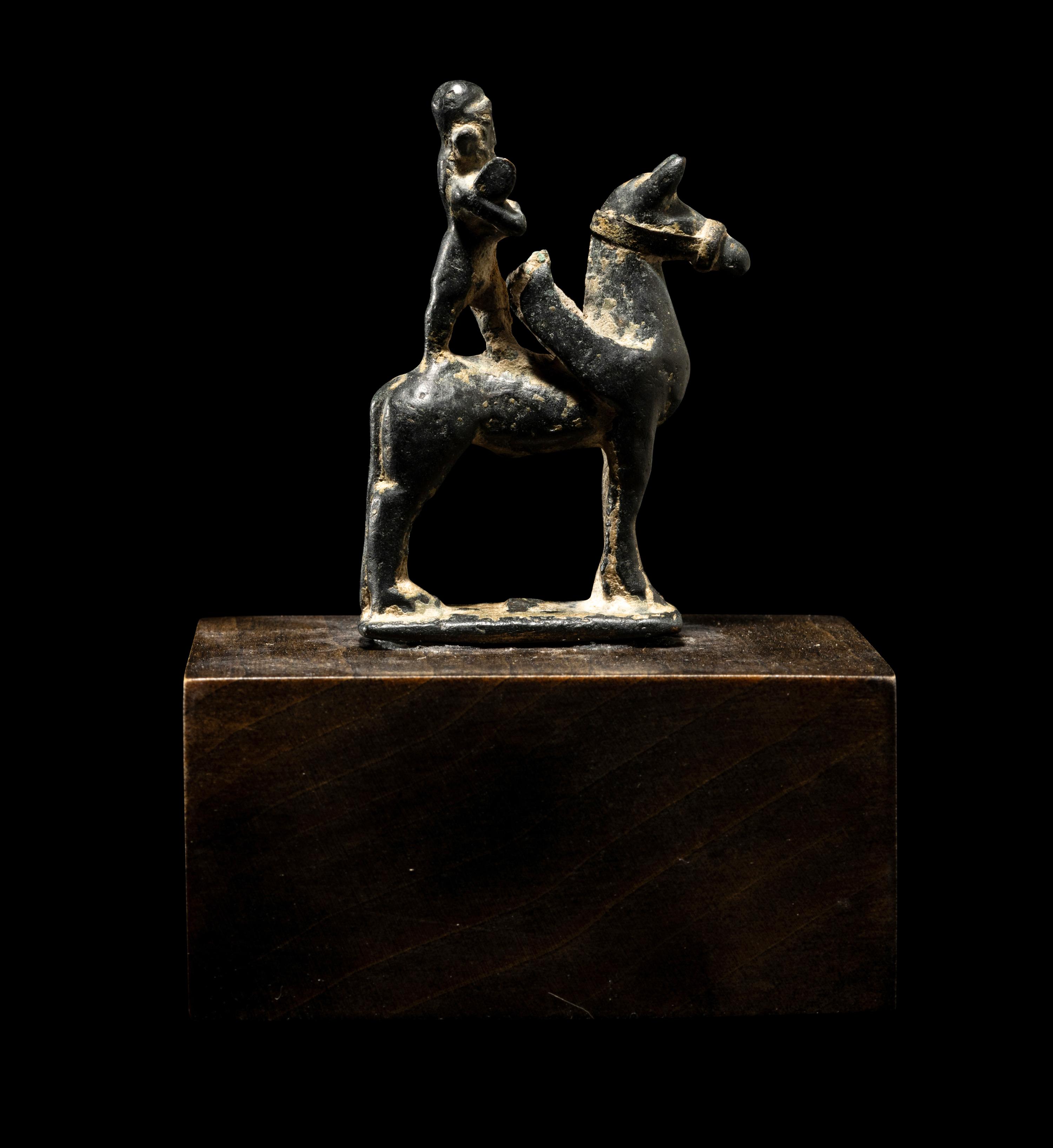 A Near Eastern Bronze Winged Horse and Rider