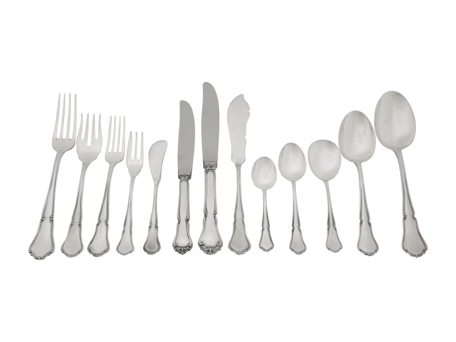 A Peruvian Silver Flatware Service
