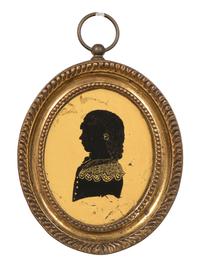 Six Verre Eglomise Silhouettes of Ladies