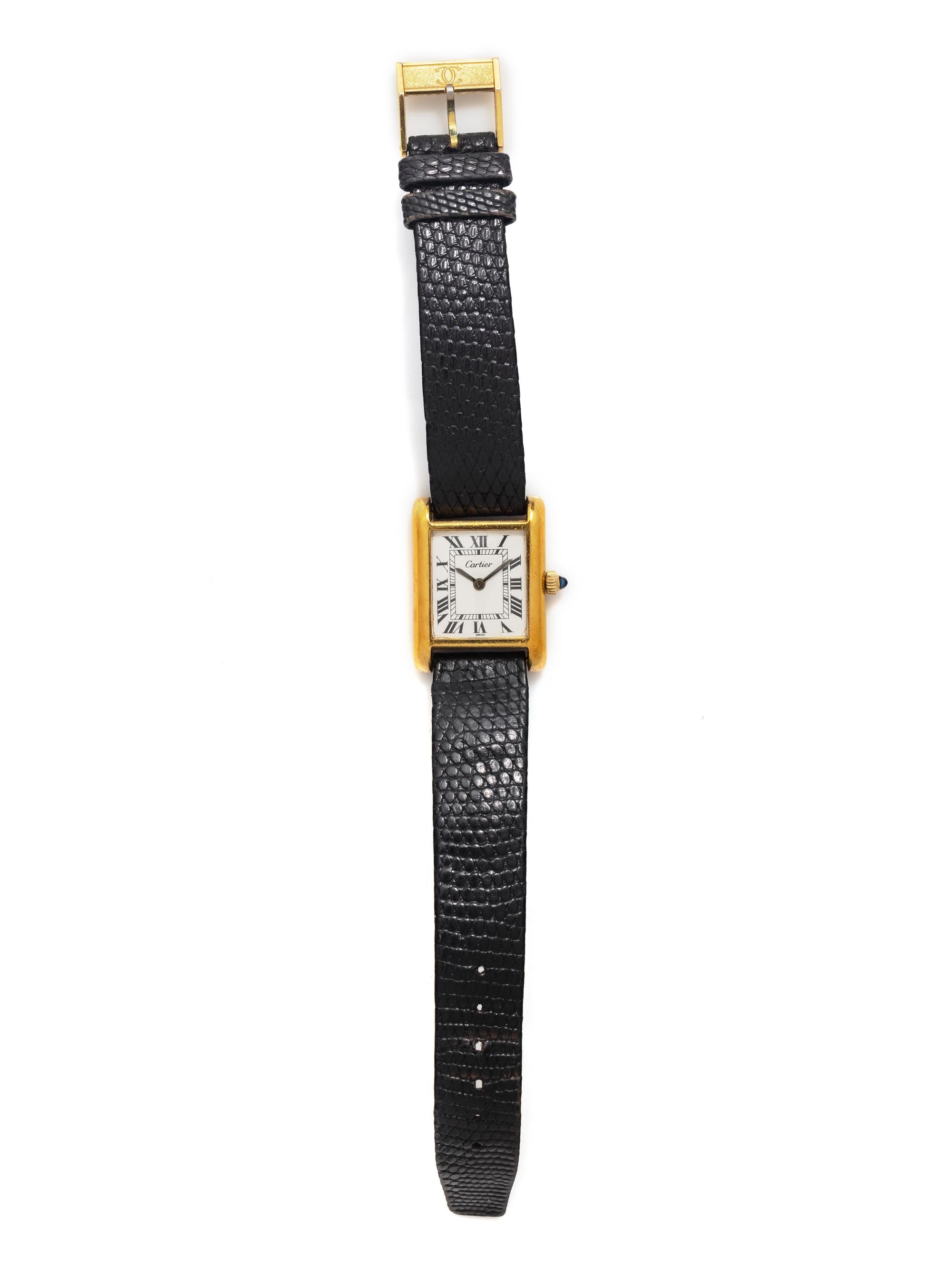 CARTIER, YELLOW GOLD-PLATED 'TANK' WATCH