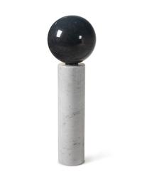 A Contemporary Marble Pedestal and Spherical Ornament