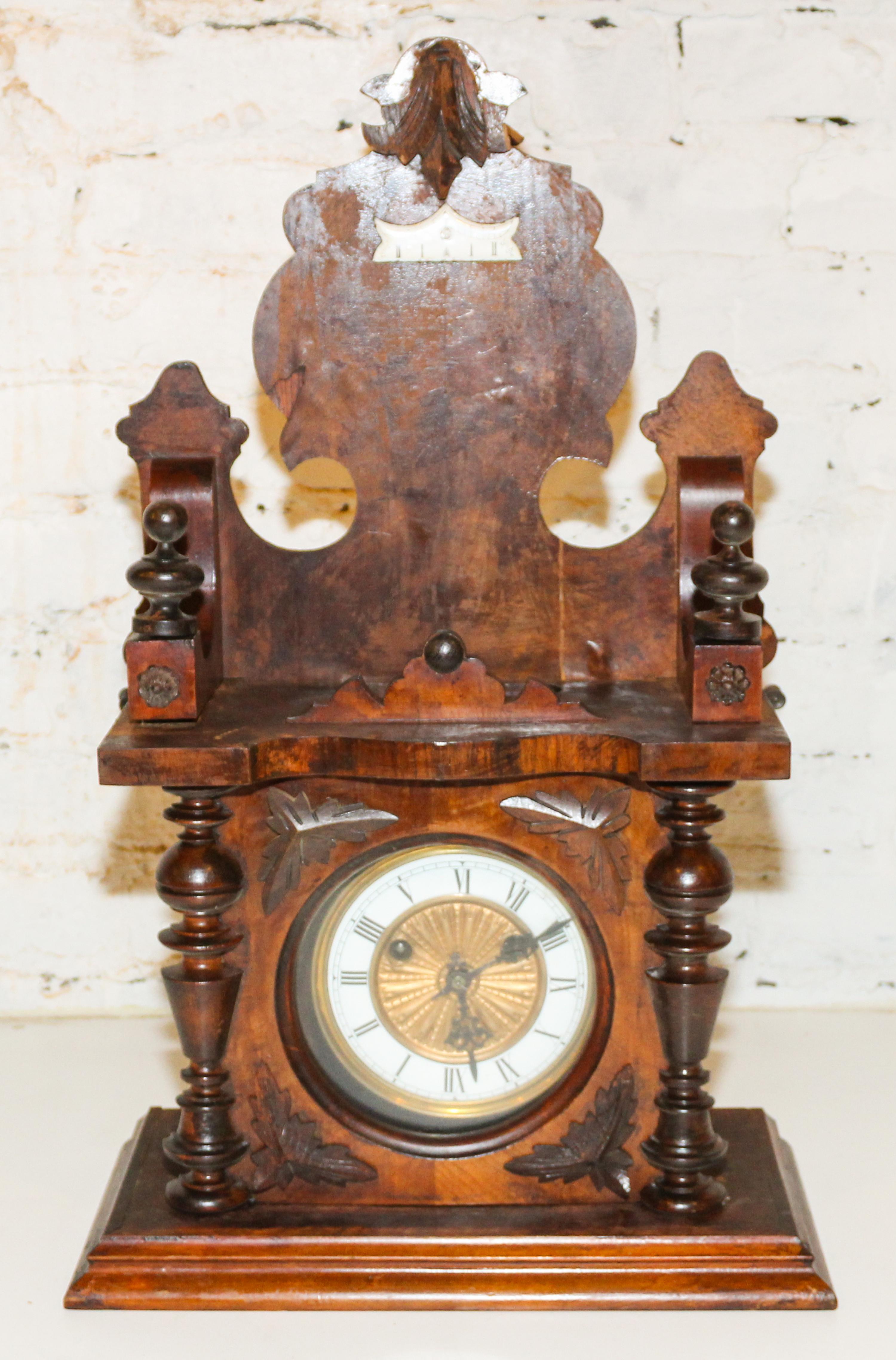 A German Oak Regulator Clock Height 23 1/2 inches.